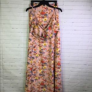 Hommage Sz S Crop Top & Long Skirt Set Pink Floral
